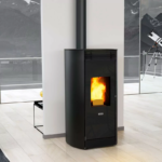 Poêle à granulés étanche canalisable (sortie dessus concentrique) - MEO - 9KW (noir)