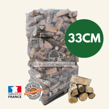 Bois de chauffage Molinario – 33 cm sec sur palette 2 m³ – 2 stères