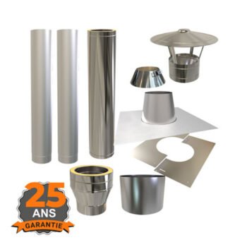 Premium kit Veranda toit plat avec plaque de toit en aluminium 0 ° sortie de poêle extérieure 150 mm INOX