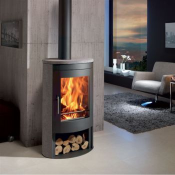 Poêle à bois étanche Oval 3S Panadero 8,7 kW - Triple combustion, pierre naturelle
