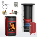 Ensemble complet poêle à eau La Nordica Norma S Idro DSA Bordeaux 800 Rangement hygiénique avec 1 échangeur de chaleur