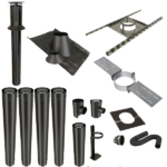 KIT CONDUIT VERTICAL DROIT CONCENTRIQUE NOIR 100/150