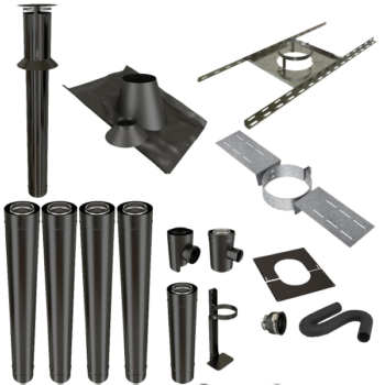 KIT CONDUIT VERTICAL DROIT CONCENTRIQUE NOIR 100/150