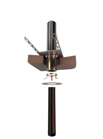 CONDUIT DE FINITION PLAFOND AVEC ROSACES HAUT 470MM INOX ISOLEE 100/150 INT 316 EXT 304 NOIR