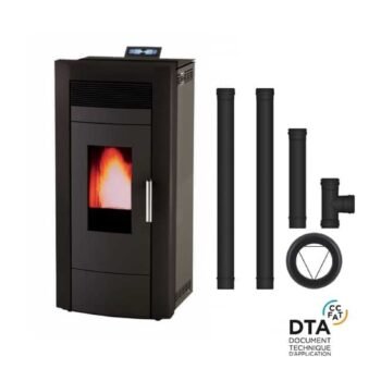 Pack poêle à granulés hydro Baracuda Commo Plus + Kit d'installation sortie arrière 21kW